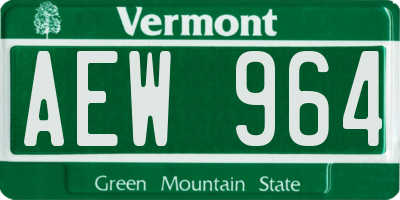 VT license plate AEW964