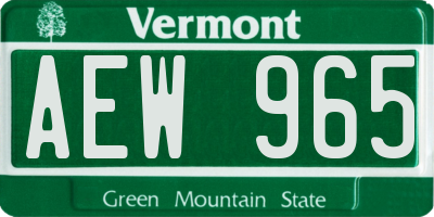 VT license plate AEW965