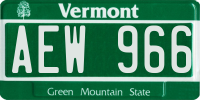 VT license plate AEW966