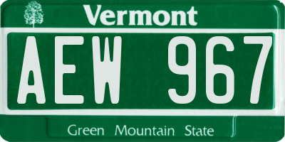 VT license plate AEW967
