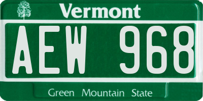 VT license plate AEW968