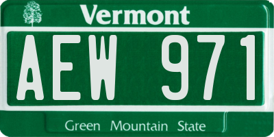 VT license plate AEW971