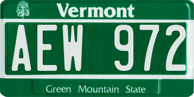 VT license plate AEW972