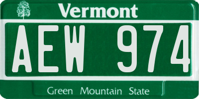 VT license plate AEW974