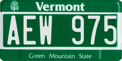VT license plate AEW975