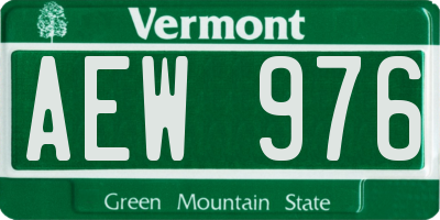 VT license plate AEW976