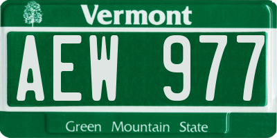 VT license plate AEW977