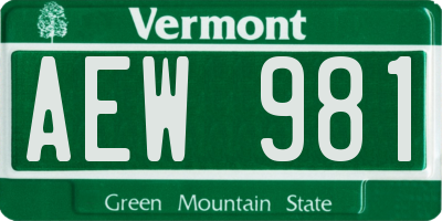 VT license plate AEW981
