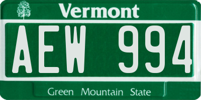VT license plate AEW994