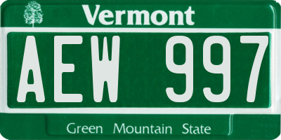 VT license plate AEW997