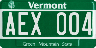 VT license plate AEX004