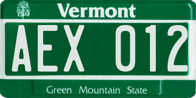 VT license plate AEX012