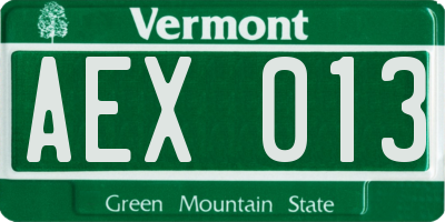 VT license plate AEX013