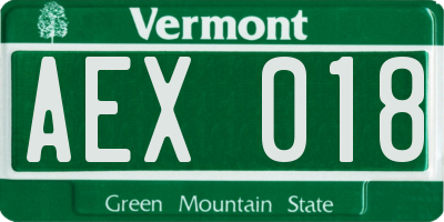 VT license plate AEX018