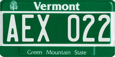 VT license plate AEX022