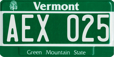 VT license plate AEX025
