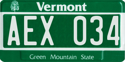 VT license plate AEX034