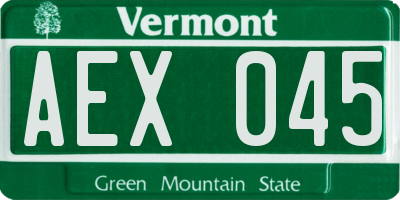VT license plate AEX045