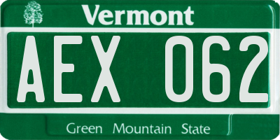 VT license plate AEX062