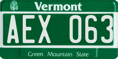 VT license plate AEX063