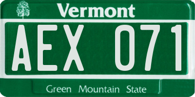 VT license plate AEX071