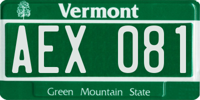 VT license plate AEX081
