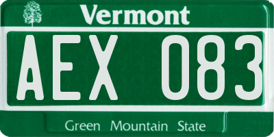 VT license plate AEX083