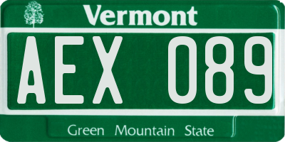 VT license plate AEX089