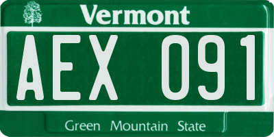 VT license plate AEX091