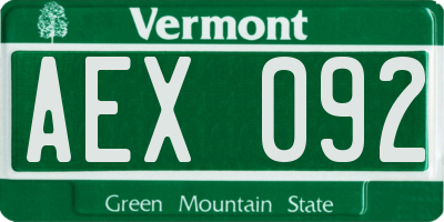 VT license plate AEX092