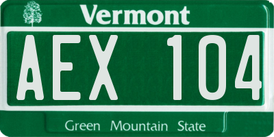 VT license plate AEX104