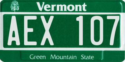 VT license plate AEX107
