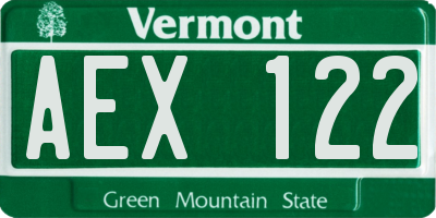 VT license plate AEX122
