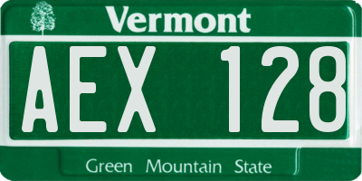 VT license plate AEX128