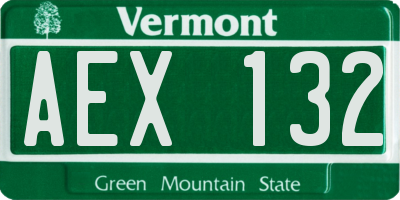 VT license plate AEX132