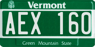 VT license plate AEX160
