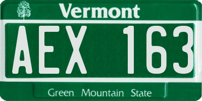 VT license plate AEX163