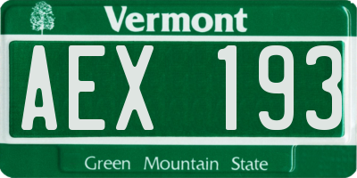 VT license plate AEX193