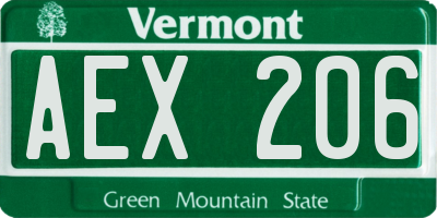 VT license plate AEX206