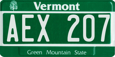 VT license plate AEX207