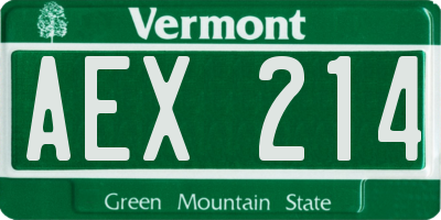 VT license plate AEX214