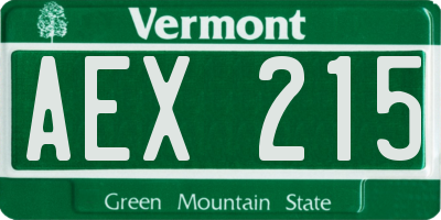 VT license plate AEX215