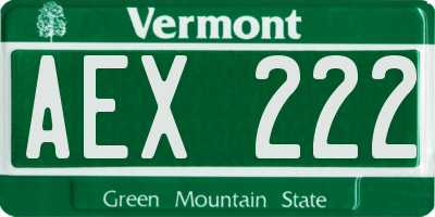VT license plate AEX222