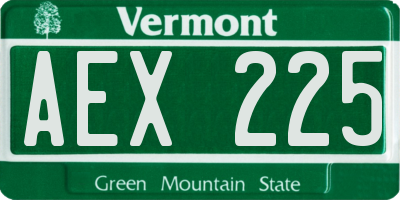 VT license plate AEX225