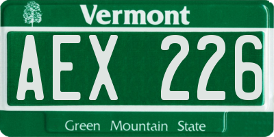 VT license plate AEX226