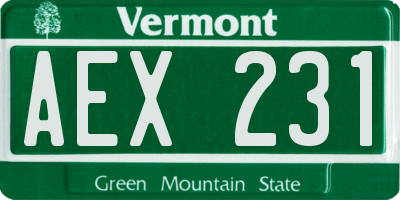 VT license plate AEX231