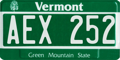 VT license plate AEX252