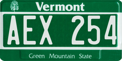 VT license plate AEX254