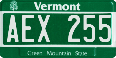 VT license plate AEX255