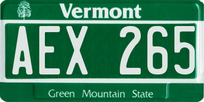 VT license plate AEX265